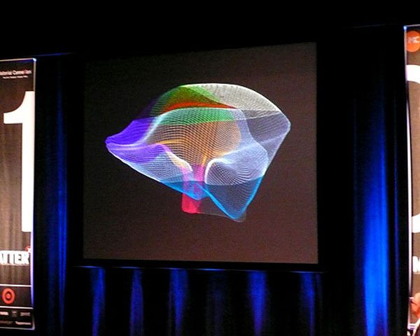 A projection of an object on a screen.